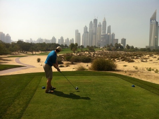 Jaacob Bowden plays the Emirates Golf Club in Dubai