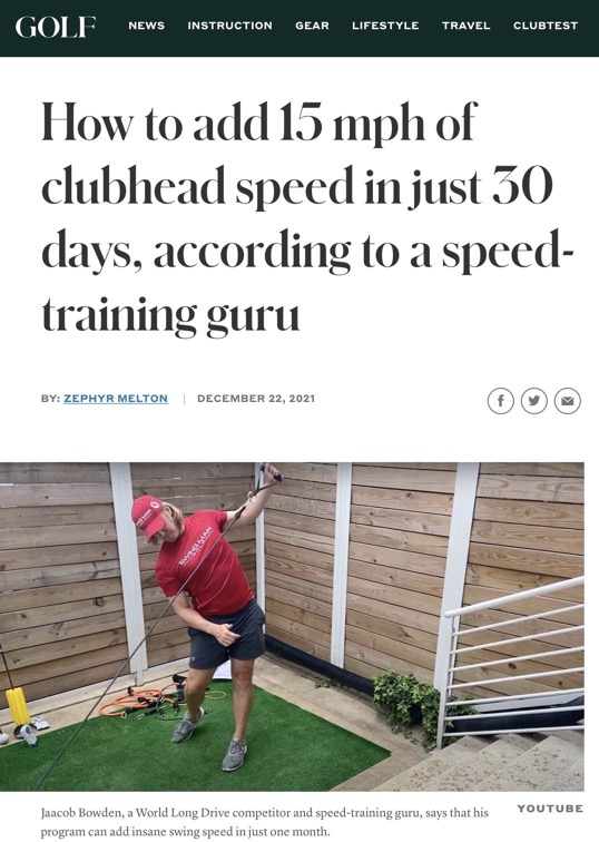 Jaacob Bowden in GOLF Magazine talks about how to add club head speed