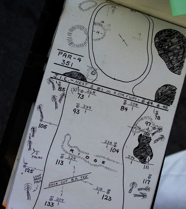 One of Jaacob Bowden's pro tour yardage books